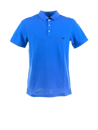 Shop Fay Polo Shirt With Contrasting Logo In Turchese