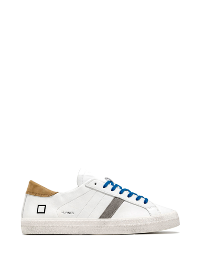 Shop Date Hill Low Sneaker In Leather With Side Logo In White Yellow