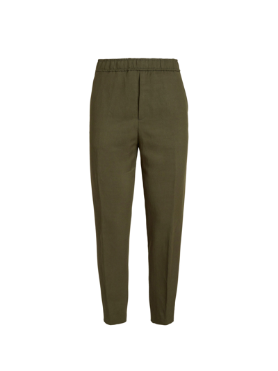 Shop Etro Trousers With Logoed Band In Kakhi