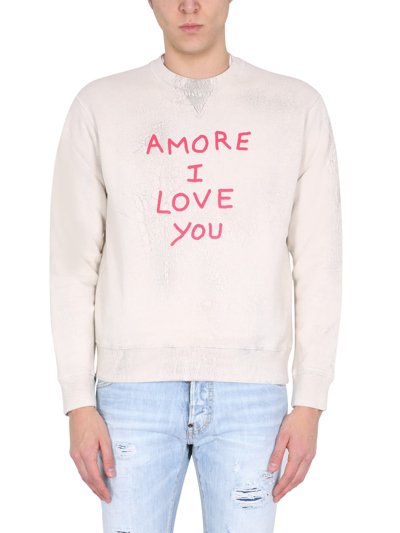 Dsquared2 Printed Sweatshirt In Bianco