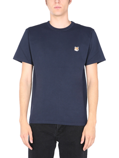 Shop Maison Kitsuné Crew Neck T-shirt In Blu