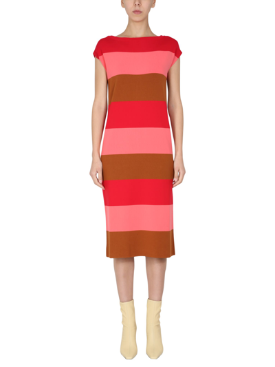 Shop Woolrich Long Knit Dress In Multicolor