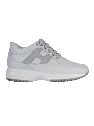 Shop Hogan Interactive H Sneakers In Silver/white