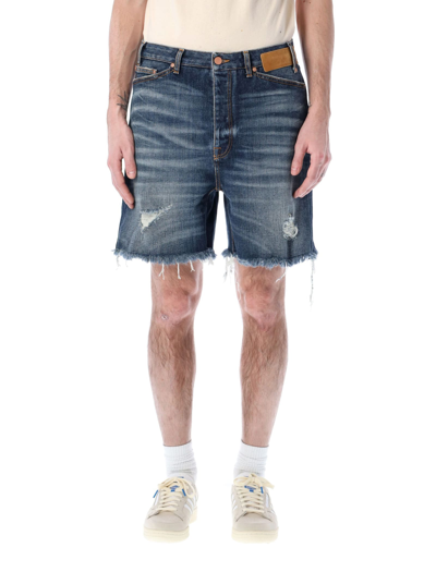 Shop Palm Angels Denim Shorts In Blue