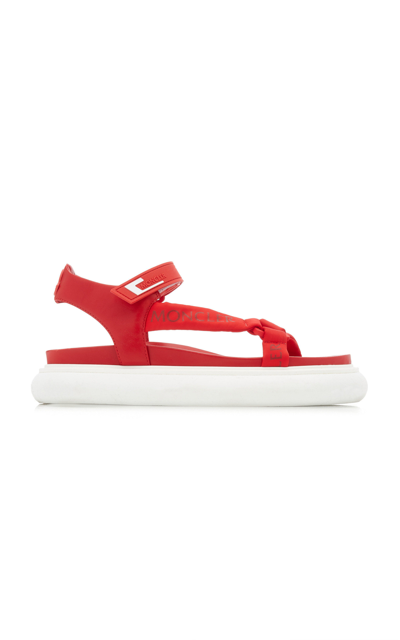 Shop Moncler Women's Catura Leather; Nylon Sandals In Red,white
