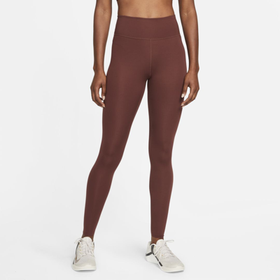 Shop Nike Women's One Luxe Mid-rise Leggings In Brown
