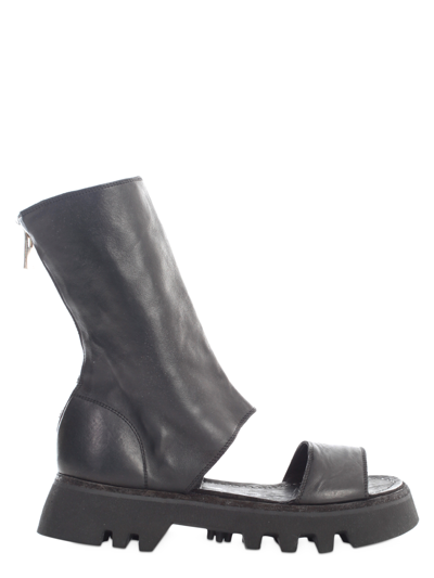 Shop Guidi Lined Zoomorphic Back Zip Sandal In Black