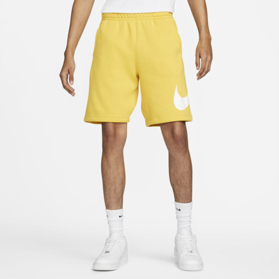 Shop Nike Men's  Sportswear Club Graphic Shorts In Yellow
