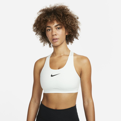 Shop Nike Women's Swoosh High-support Non-padded Adjustable Sports Bra In Green