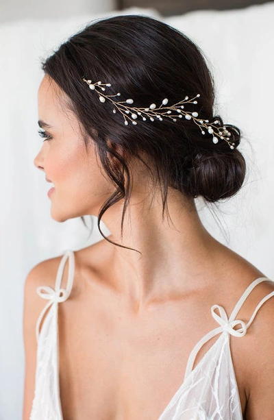 Brides And Hairpins Brides & Hairpins Leona Pearl & Crystal Halo Comb In Gold