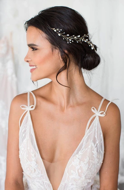 Brides And Hairpins Brides & Hairpins Leona Pearl & Crystal Halo Comb In Gold
