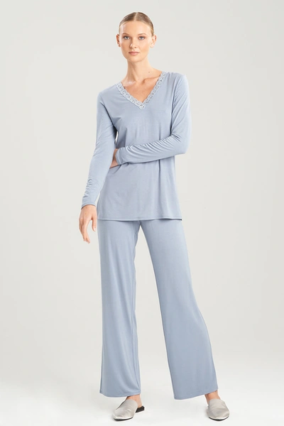 Shop Natori Feathers Essentials Soft Pajamas Set In Windy Blue