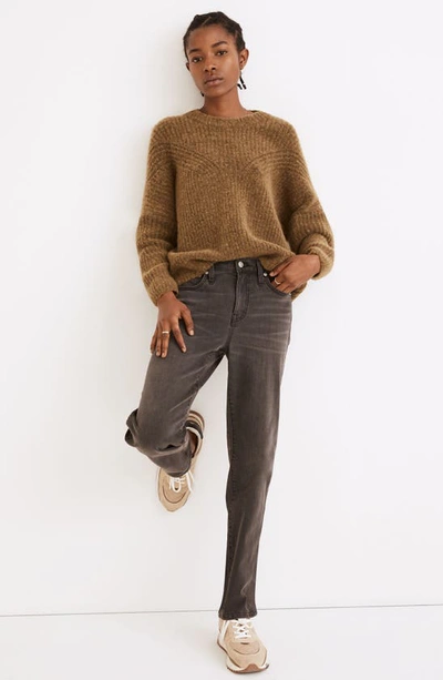 Shop Madewell Belfiore Ribbed Pullover Sweater In Heather Fern
