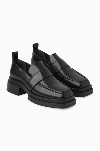 Shop Cos Chunky Leather Loafers In Black