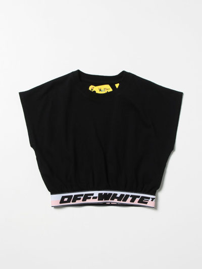 Shop Off-white Cropped Top With Logo In Black