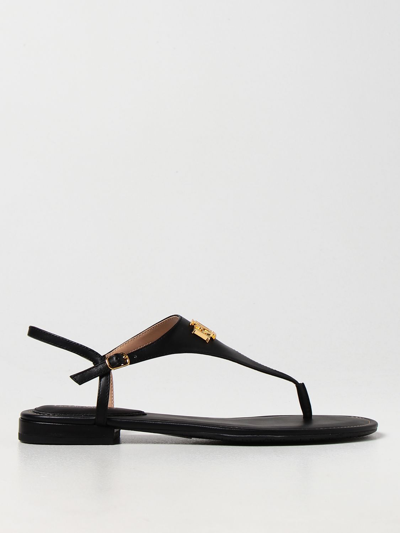 Shop Lauren Ralph Lauren Thong Sandal In Leather In Black