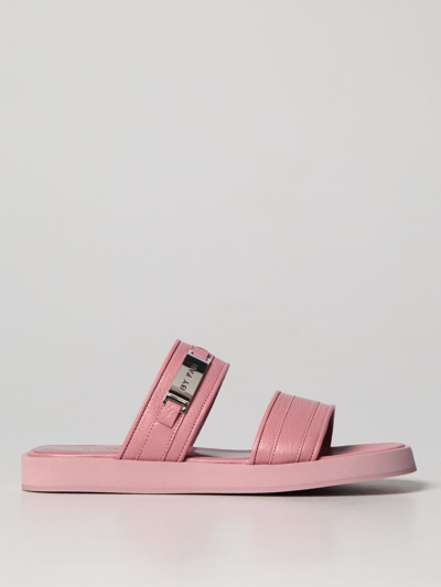 Shop By Far Sandal In Grained Leather In Pink