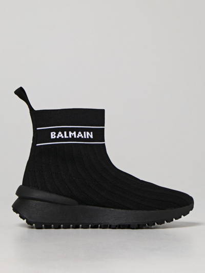Shop Balmain Knit Sneakers In Black