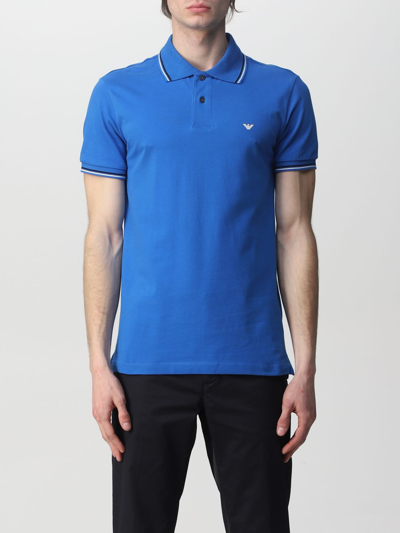 Shop Emporio Armani Polo Shirt  Men In Royal Blue