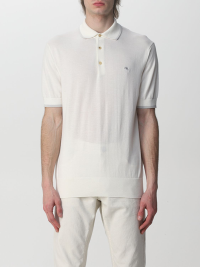 Shop Etro Cotton Knit Polo T-shirt In White