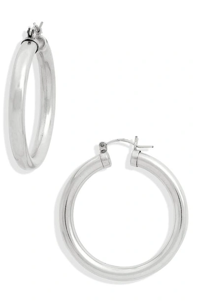 Shop Set & Stones Hoop Earrings In Silver