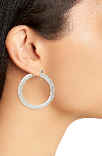 Shop Set & Stones Hoop Earrings In Silver