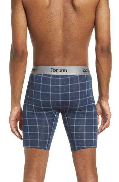 Shop Tommy John Second Skin 8-inch Boxer Briefs In Dress Blues Electric Plaid