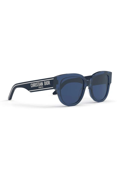 Shop Dior Wil Bu 54mm Cat Eye Sunglasses In Shiny Blue / Blue