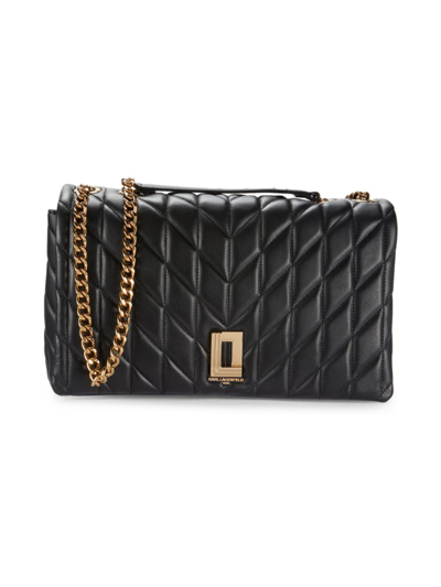 Shop Karl Lagerfeld Women's Agyness Textured Shoulder Bag In Black Gold
