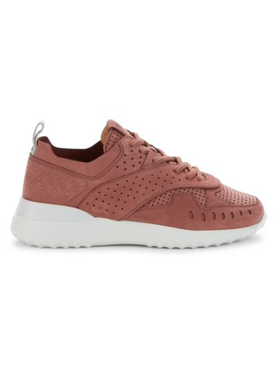 Shop Tod's Women's Women's Perforated Suede Sneakers In Pink
