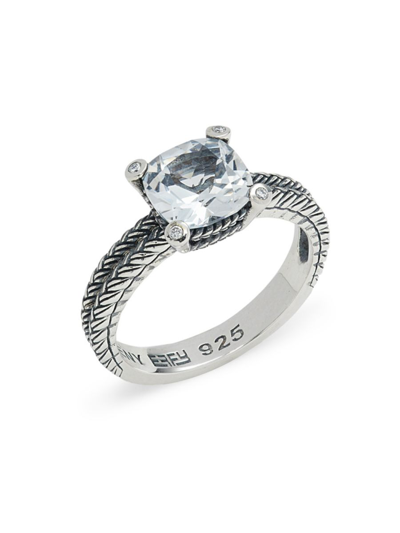 Shop Effy Eny Women's Sterling Silver, Diamond & White Topaz Ring