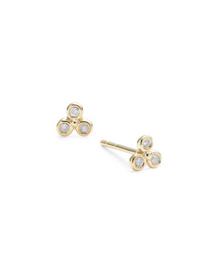 Shop Saks Fifth Avenue Women's 14k Yellow Gold & 0.05 Tcw Diamond Flower Stud Earrings