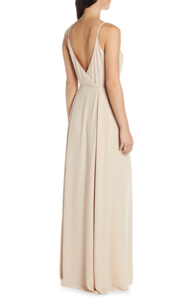 Shop Wayf The Angelina Slit Wrap Gown In Champagne