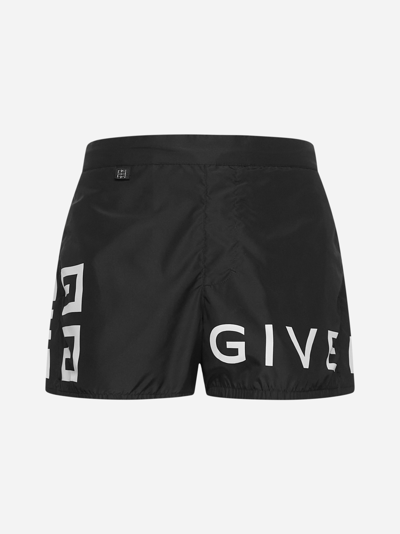 Shop Givenchy Logo And 4g Swim Shorts