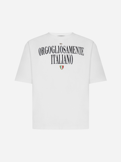 Shop Dolce & Gabbana Orgogliosamente Italiano Cotton T-shirt