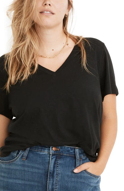 Shop Madewell Whisper Cotton V-neck T-shirt In True Black