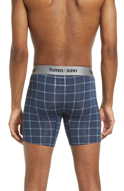 Shop Tommy John Second Skin 6-inch Boxer Briefs In Dress Blues Electric Plaid