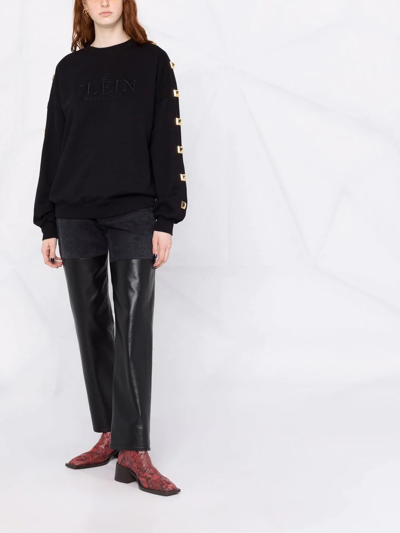 Philipp Plein Logo-embroidered Studded Sweatshirt In Black