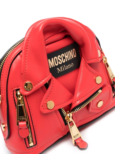 Shop Moschino Nappa Biker Crossbody Bag In Rot