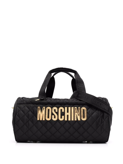 Shop Moschino Diamond-quilted Logo Holdall In Schwarz