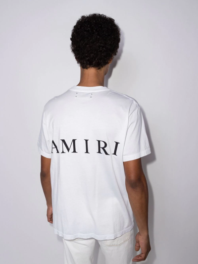 Amiri White Crewneck T-shirt With Logo Print On The Front And Logo Lettering On The Rear In Cotton Man In Weiss