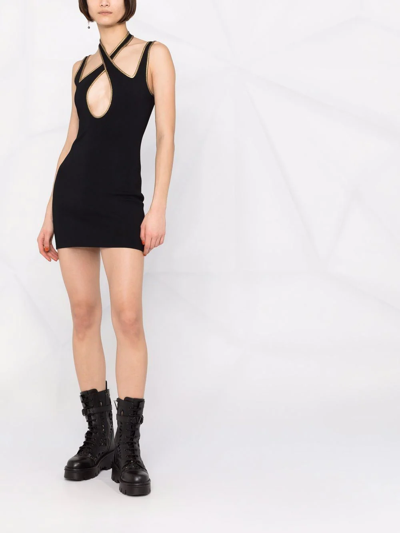 Shop Balmain Contrast-trim Sleeveless Dress In Black