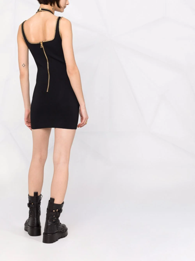 Shop Balmain Contrast-trim Sleeveless Dress In Black