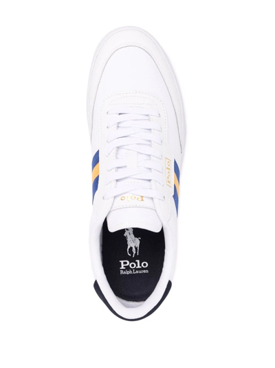 Shop Polo Ralph Lauren Stripe-detail Low Top Sneakers In Weiss