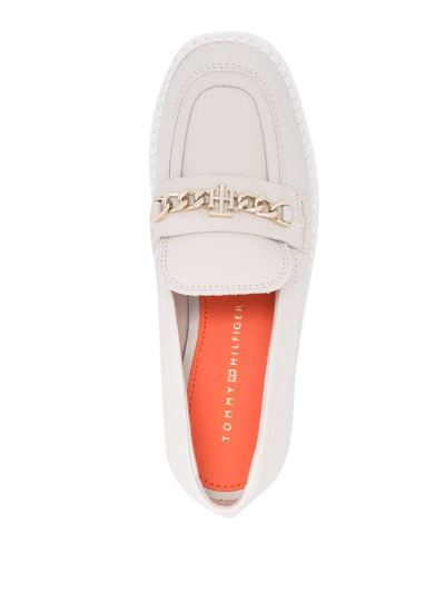 Shop Tommy Hilfiger Horsebit-detail Chunky Loafers In Nude