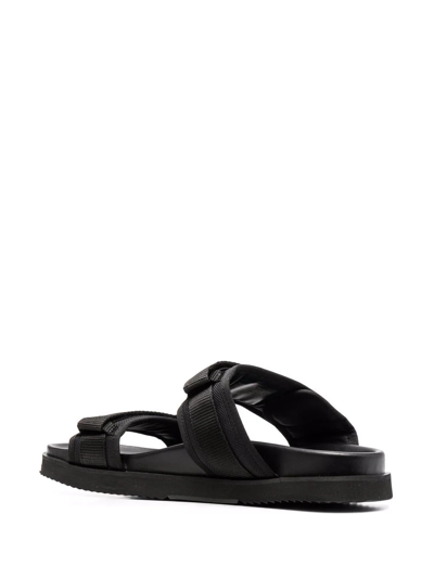 Shop Tommy Hilfiger Logo-plaque Touch-strap Sandals In Schwarz