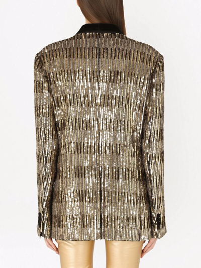 Dolce & Gabbana Sequin-embellished Shawl-lapel Jacket In Neutrals