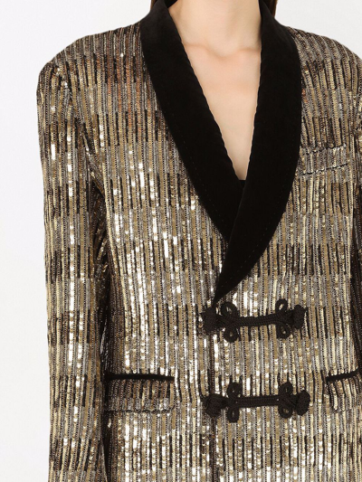 Dolce & Gabbana Sequin-embellished Shawl-lapel Jacket In Neutrals