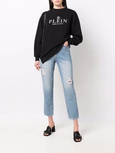 Shop Philipp Plein Cropped Boyfriend Jeans In Blau