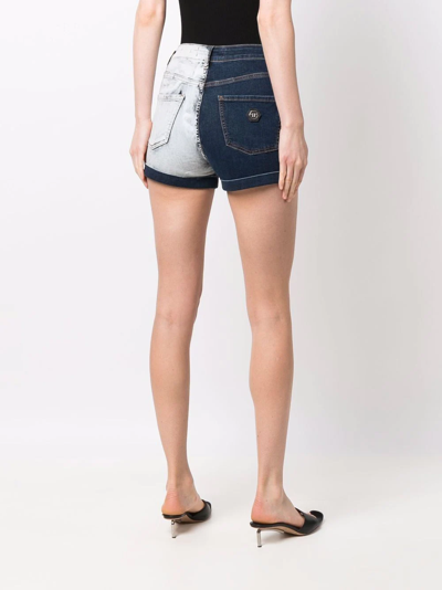 Shop Philipp Plein Two-tone Denim Shorts In Blau